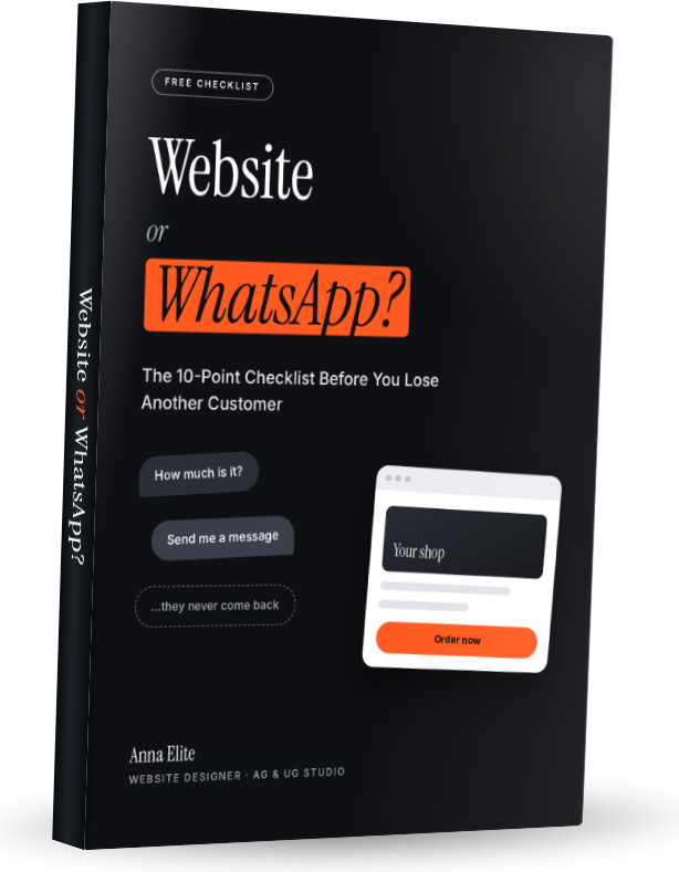 3D mockup of the checklist cover: Website or WhatsApp? The 10-Point Checklist